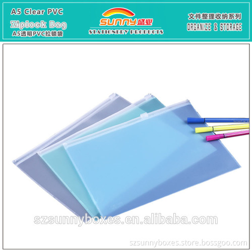 Custom Logo Transparent PVC Ziplock Presentation File Folder Bag A5
